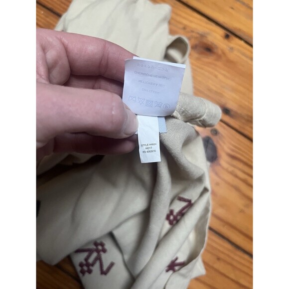 Madewell Women Shirt Small Silk Red Embroidered Aztec Print Tassel Poms Top - Picture 13 of 16